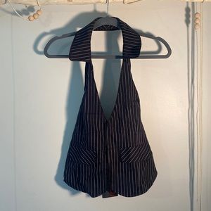 G by Guess: Black and white stripped vest with collar.